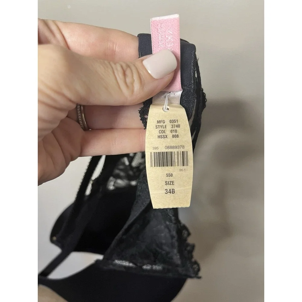 Vintage NWT Victoria's Secret Very Sexy Push Up Bra Black 34B Crossback Lace Y2K - Picture 8 of 9